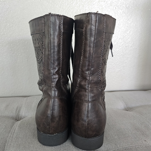 Rue21 Brown Combat Moto Boots with Lace-Up Design - Picture 4 of 4